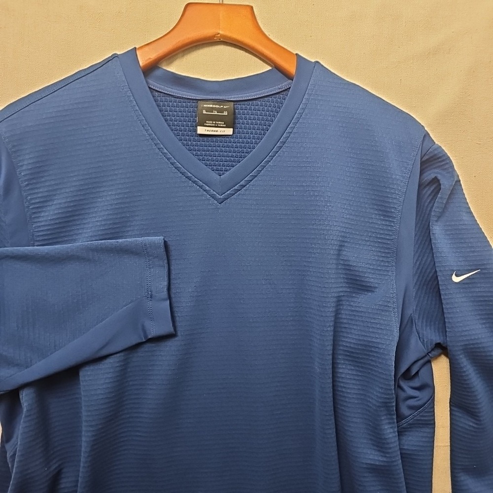 Nike Golf Therma-Fit Men's XL Blue Waffleknit‎ Activewear Long Sleeve 413027-481